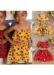 Fashion Baby Girls Clothing Set Summer Baby Kids African Boho Style Printed Jacket Tops Skirts Outfits Suits Children Clothes