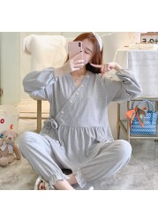 65% Cotton Women Pregnancy Home Sleep Lounge Maternity Nursing Sleep Sets Spring Autumn Pajamas Suits Clothes for Pregnant Women