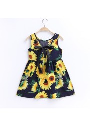 Children Kids Girl Elegant Dress Sleeveless Cute Sundress Print Back Bowknot Skirt Toddler Baby Summer Princess Dresses Clothes