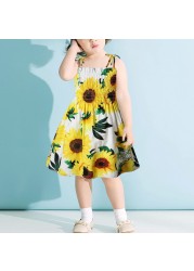 Baby Kids Toddler Baby Girls Dresses Sunflower Slip Floral Dress Beach Dress Clothes for Girl Summer Dresses Vestido Bebes 2022