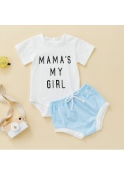 Ma&Baby 0-24M Newborn Infant Baby Girls Clothes Set Letter Romper Shorts Summer Cute Girls Outfits Costumes D01