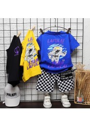 New Summer Children Clothes Baby Boys Girls Outfits Cartoon Cotton T-shirt 2pcs/sets Infant Kids Trend Toddler Tracksuits