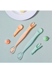 3 in 1 Baby Silicone Spoon and Fork Double-headed Fruit Squeezer Newborn Scraping Spoon Children Food Baby Feeding Tools Baby Spoon