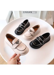 Spring Autumn Girls British Shoes Fashion Kids Children Wide Elegant PU Leather Slip-on Princess Soft Rubber Shoes For Baby