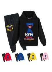 Kissy Messi Poppy Play Costume Kids Horror Clothes Baby Boys Harajuku Huggy Wuggy Hoodie Pants 2pcs Sets Teen Girls Clothes