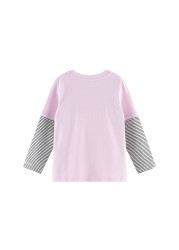 Cotton Print T-Shirt Toddlers For Little Girl Drawing Kawaii Tshirt Kids Clothes Designer Striped Shirt Long Sleeve T-shirt