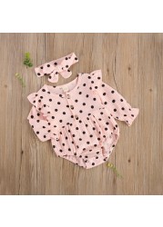 Ma & Baby- Baby Dotted Jumpsuit 0-24 Months Newborn Rompers Long Sleeve Cute Baby Clothes