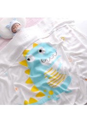 110x110cm Breathable Cartoon Bath Towel Newborn Swaddle Wrap High Quality Baby Blanket Infant Bedding Baby Ice Silk Blankets