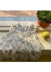 Deer Junmei Toddler Kids Sleep Dress Summer 2022 Lace Floral Sleeveless Korean Style Sleepwear Kids Nightgowns