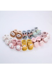 Newborn Baby Girl Boy Cute Cartoon Pattern Cotton Socks Infant Anti-slip Warm Floor Socks Medium Tube Knitted Socks