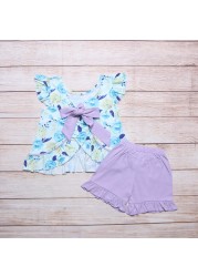 2022 Children's Sportswear Children's Sportswear Girls' Clothing Set Girls' Clothing Fashion Blue 95% Cotton Pink Clothes 1-8T