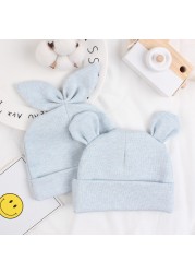 Newborn cotton hat rabbit ears bear ears hat lovely spring summer baby hat suitable for 0-6 months old baby