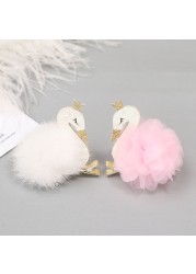 Princess Plush Swan Hair Clip Hairgrips For Girls Kids Hair Clips Hairpins Barrette Children Headwear Kawaii Hair Accessories