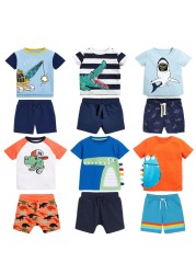 Kids Clothes 2022 Summer Boys Sets Children's Stripe T-shirt Elastic Waist Pants Suits Toddler Waistcoat Tops Set Fashion Clothes