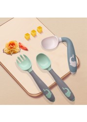 Silicone Baby Spoon Fork Kids Cutlery Set Cartoon Cute Utensil Baby Learning Training Spoon Infant Soft Fork