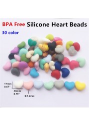 Chenkai 100pcs BPA Free Silicone Heart Teether Beads DIY Baby Pacifier Shower Soother Nursing Pendant Toy Sensory Accessory