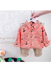 2022 spring autumn children boys 2pcs clothing set cartoon graffiti cotton t-shirts casual cargo pants baby boys clothes suit