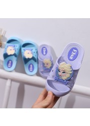 Disney Summer New Frozen Princess Slippers Non-slip Home Indoor Boys Mickey Mouse Cute Princess Off-Beach Shoes