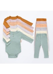 2pcs Newborn Baby Girl Clothes Set 0-2 Years Baby Girls Clothes Set Cotton Romper Pants Spring Baby Boys Clothes Outfits