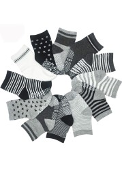 12 pairs/set kids socks baby boys anti-slip socks elastic knit socks