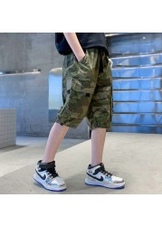 Boys Cargo Pants Camouflage Fashion Brand Loose Straight Casual Outdoor Sports Half Length Pants 2022 Summer Clothes for Teenagers