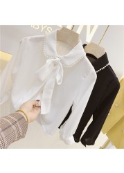 Girls Fashion Chiffon Blouse Long Sleeve Shirt Autumn Spring Tops Kids Clothes Solid Shirt For Kids Girl Casual Clothing3-7y