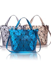 Women's Top Handle Handbag Hologram Matte Frosted High Quality Geometric Bucket Bag Feminine