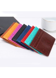 Fashion 5 Card Slots Card Holder PU Leather Slim Bank Credit ID Cards Mini Coin Holder Wallet Thin Business Travel Bag