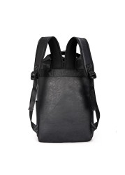 Men's PU Leather Backpack Large Laptop Backpack Casual School Bag For Teenagers Boys Brown Black