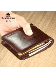 【Real Cowhide Leather】Manbang Brand Hot Sale Men Wallet Luxury Original Short Tri-fold First Layer Cowhide Business Wallet H