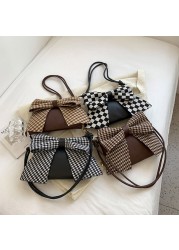 Women Bag PU Leather Big Bow Design Crossbody Shoulder Bag Lady Fashion Zipper Trend Exquisite Small Retro Tote Handbags