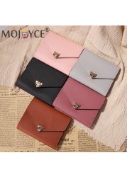 Simple Fashion Women Trifold PU Leather Small Wallet Portable Solid Color Casual Business Card Holder Fox Shape Hasp Coin Purse