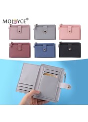 Fashion Women Solid Color Multi Slot Credit Card Holder Portable PU Leather Mini Coin Purse Multifunction Zipper Wallet