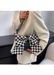 Female Bag PU Leather Big Bow Design Crossbody Shoulder Bag Lady Fashion Zipper Trend Exquisite Small Retro Tote Handbags