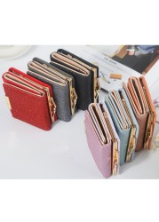 2022 women's shiny purse three fold wallets cartera mujer ladies coin pocket women purse simple clutch bag portfeuille femme