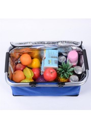 Portable Folding Picnic Camping Lunch Bags Insulated Cooler Bag Cool Hamper Storage Basket Picnic Basket