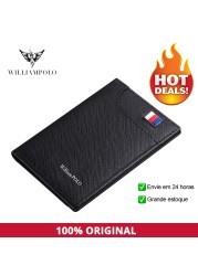 Williaampolo Men Wallet 6 Card Holders Wallet For Men Luxury Leather Credit Card Wallet Male Small Wallet Gift For Husband Black