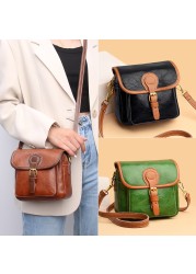 Fashion Vintage Women Messenger Bag Cowhide and PU Leather Designers Handbag Luxury Women Shoulder Bags Female Crossbody Bags