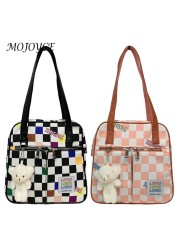 Women Nylon Checkered Shoulder Bag Female Luxury Travel Small Top Handle Bag Large Dumplings Bags Fashion Decor