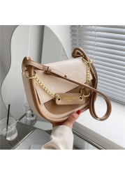 Burminsa Small Saddle Shoulder Crossbody Bags for Women Brand Designer Half Circle Flap Armpit Soft Ladies Handbags Spring 2022