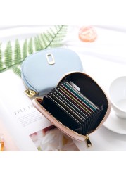 11Bits Women's Card Wallet Solid Color Zipper Organ Rfid Cardholer Pu Leather Credit Card Protecter Coin Purse Card & ID Holders