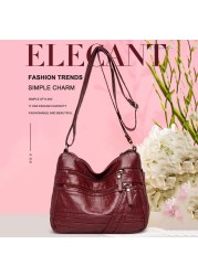 Women Fashion PU Leather Shoulder Bags Solid Color Design Casual Messenger Bags Leisure Multilayer Handbags