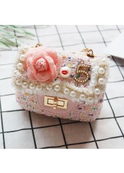 Sequin Bag for Girls, Princess Bag, Pearl, Floral Pattern, Sequin Shoulder Bag