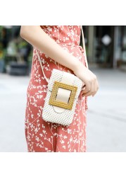 Beach Mobile Phone Bag Coin Purse Summer Mini Crossbody Vintage Female Handmade Straw Girls Small Shoulder Bag