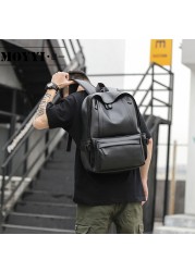 MOYYI 2019 hot sale waterproof 14 inch laptop backpack men leather backpack for teenage travel casual daypack Mochila male