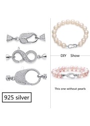 Silver 925 plated platinum inlaid pearl bracelet necklace multi-row double row connection buckle DIY jewelry accessories