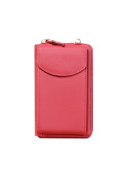 PU Leather Zipper Portable Phone Storage Long Wallet Women Purse Fashion Card Slots Carteras With Adjustable Strap Crossbody