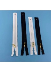 Close End 20-24cm 1pc White Black Gold Silver Metal Zipper For Sewing Zip Garment Accessories Jeans Zippers DIY Zipper Tools