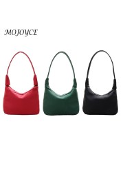 Women Shoulder Bag Zipper Crossbody Bag Solid Color Small Designer Crescent Shape Clutch Bag Multifunctional Ladies Handbag