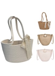 Elegant Ladies Straw Tote Bags Ladies Vacation Beach Casual Tote Fashion Handbag Vintage Shoulder Bag Straw Shoulder Bag